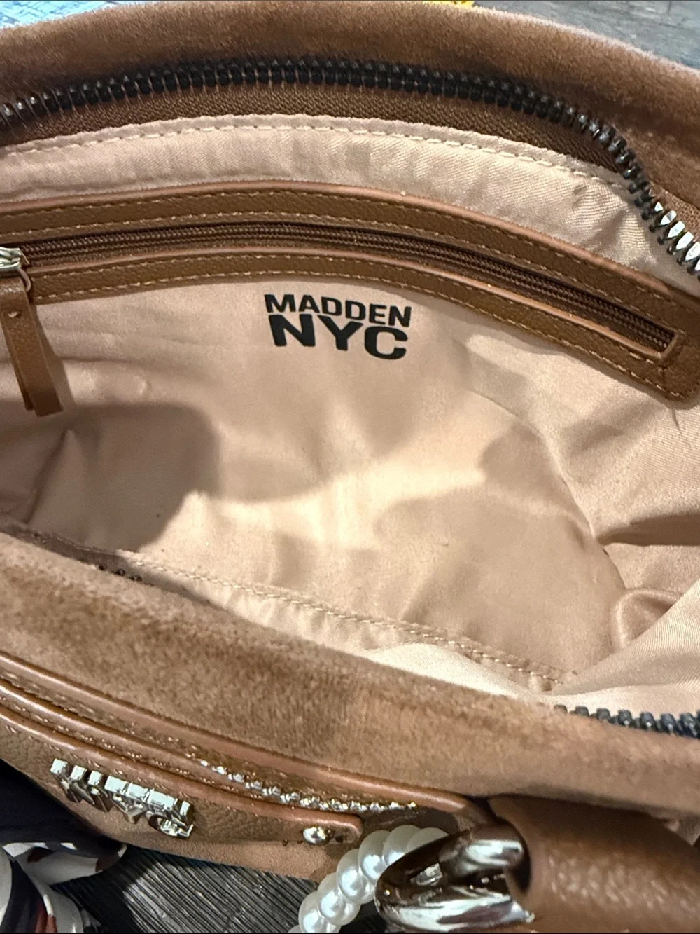 Madden NYC Slouchy Top Handle Satchel Cognac Color Faux Suede NWOT - Picture 15 of 16